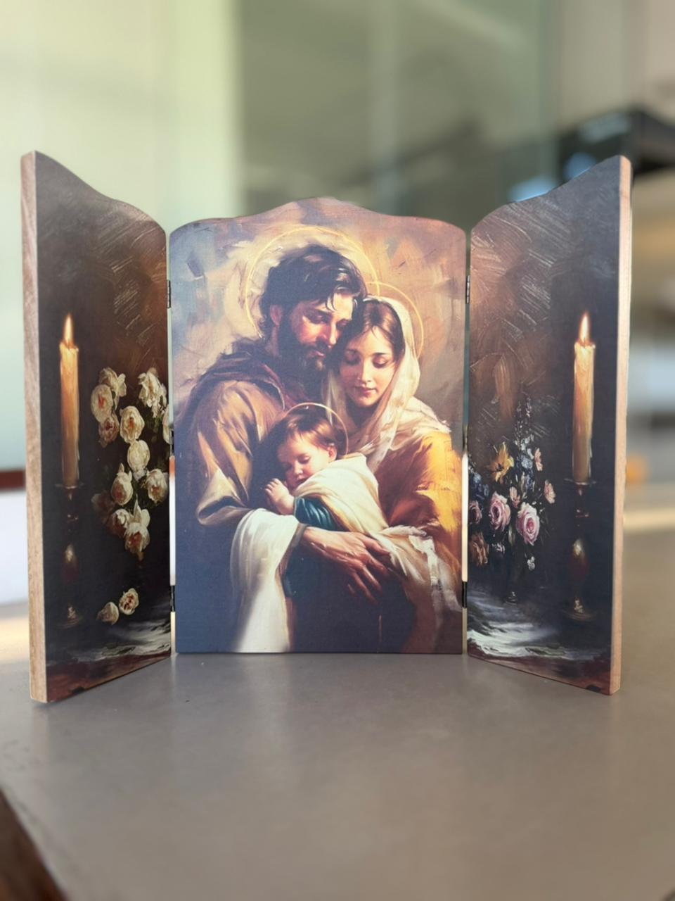 Bring Home the Holy Family — Large Wooden Triptych