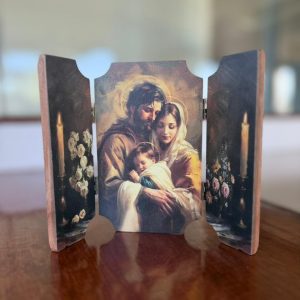 Bring Home the Holy Family â€” Small Wooden Triptych